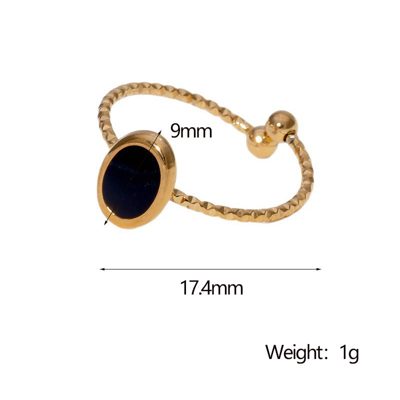 Minimalist Geometric Adjustable Open Ring in Stainless Steel with Plated Finish for Women