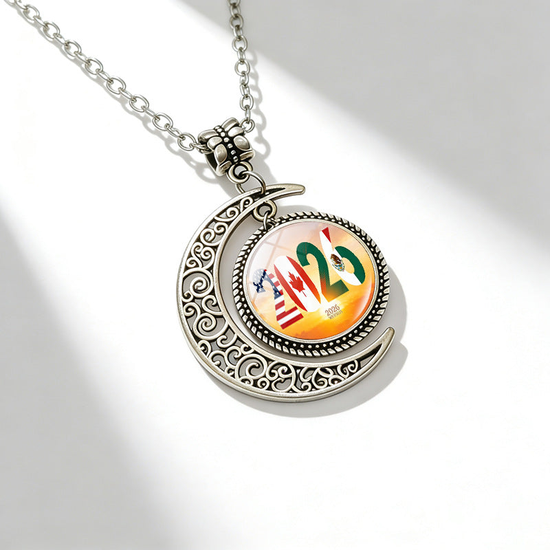 Sporty Geometric Alloy Plated Necklace with Crystal Pendant Unisex Cable Chain