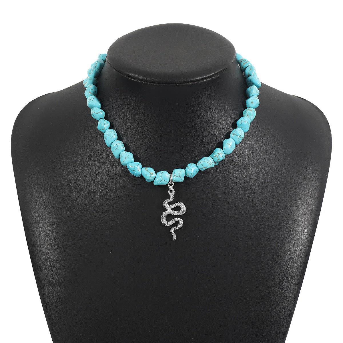 Collana con ciondolo in stile bohémien con occhio di Allah turchese e lega con forme geometriche e a cuore per donna