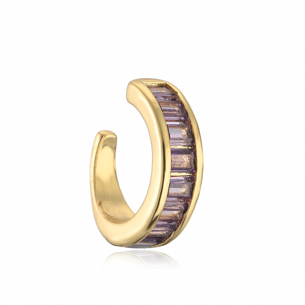 Minimalist U-Shaped Copper Earrings with 18K Gold Plating and Micro-Paved Zirconia for Women