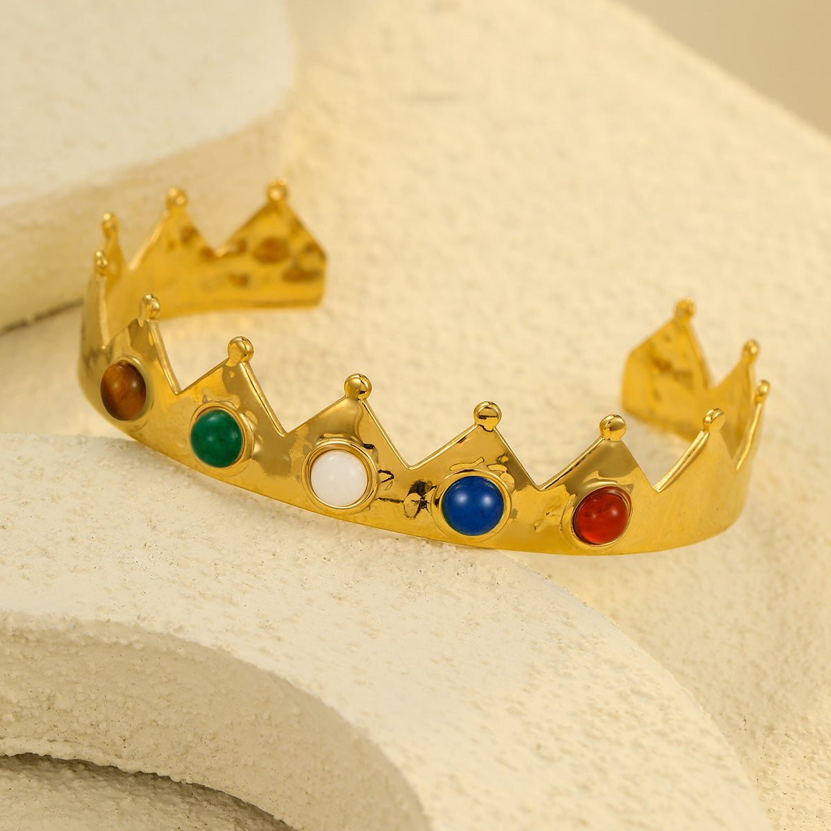 Pulsera de moda minimalista de acero de titanio para mujer con incrustaciones de piedra natural y perlas, brazalete de acero inoxidable electrochapado