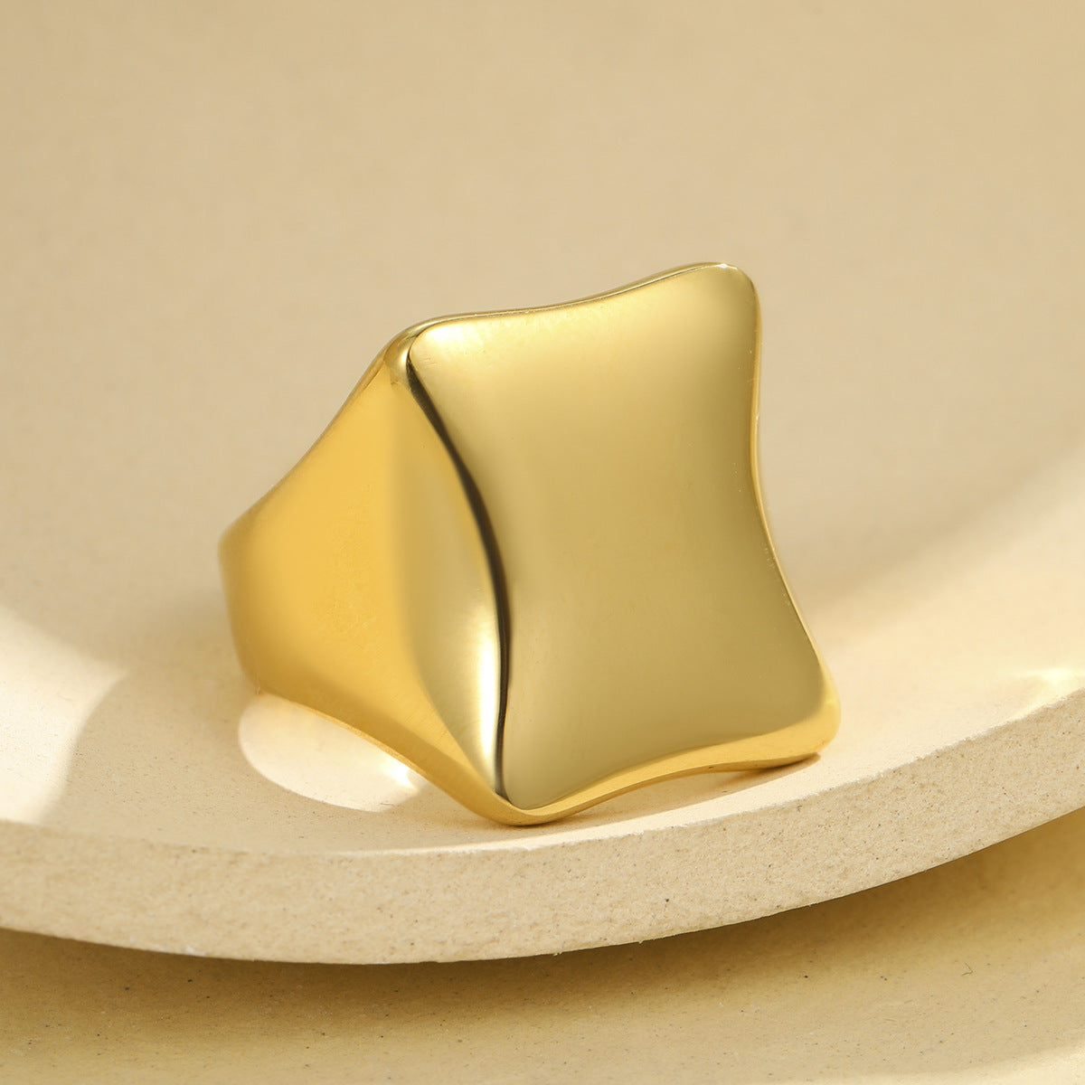 Minimalist Geometric Stainless Steel Ring for Women with Polished Finish and Clean Line Design