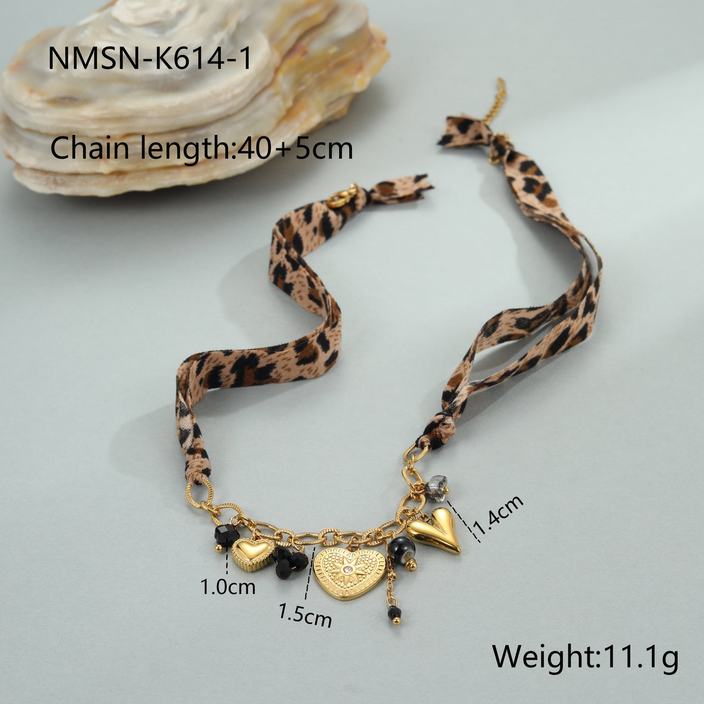 Orecchini da donna in acciaio inossidabile con ciondolo a cuore e sole con stampa leopardata alla moda e finitura galvanica