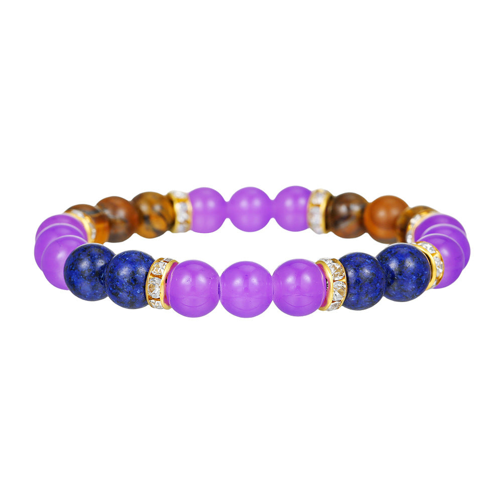 Handmade Natural Stone Beaded Bracelet with Amethyst Lapis Lazuli and Tiger Eye for Unisex Fashion Casual Wear