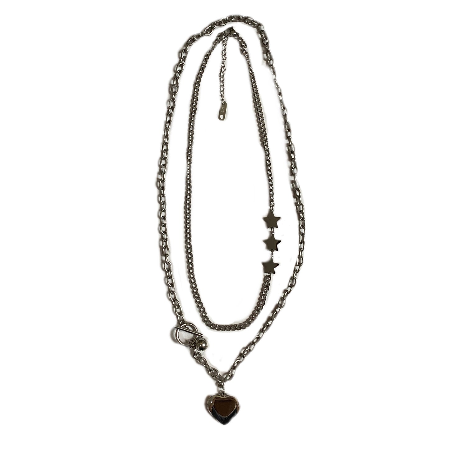 Gold Plated Titanium Steel Double Layer Heart Necklace