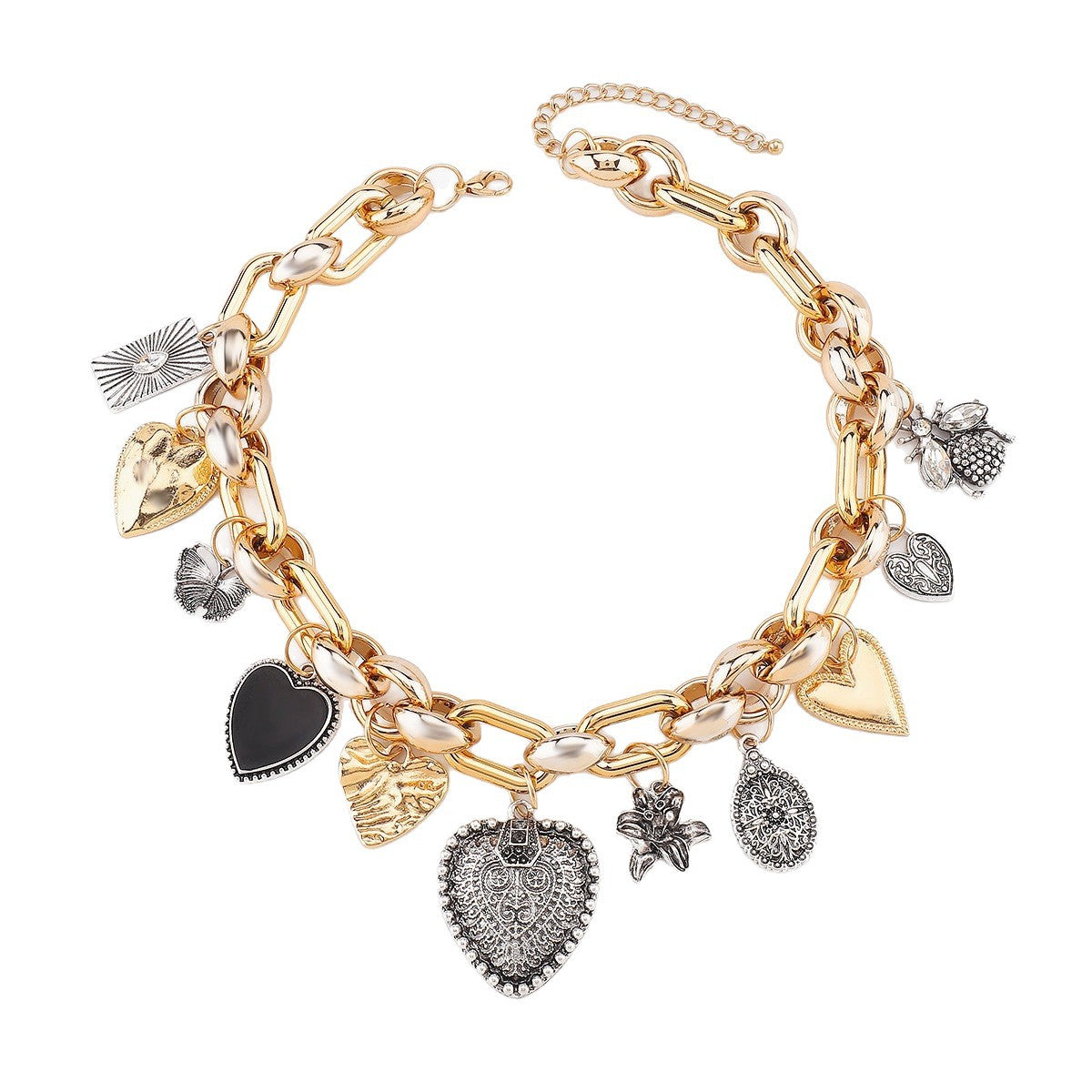 Collana con ciondolo placcato in lega a forma di cuore da donna