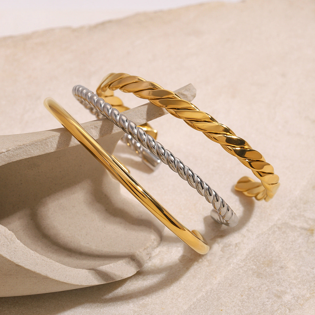 18K Gold Plated Geometric Titanium Steel Stainless Steel Bracelet