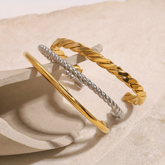 18K Gold Plated Geometric Titanium Steel Stainless Steel Bracelet