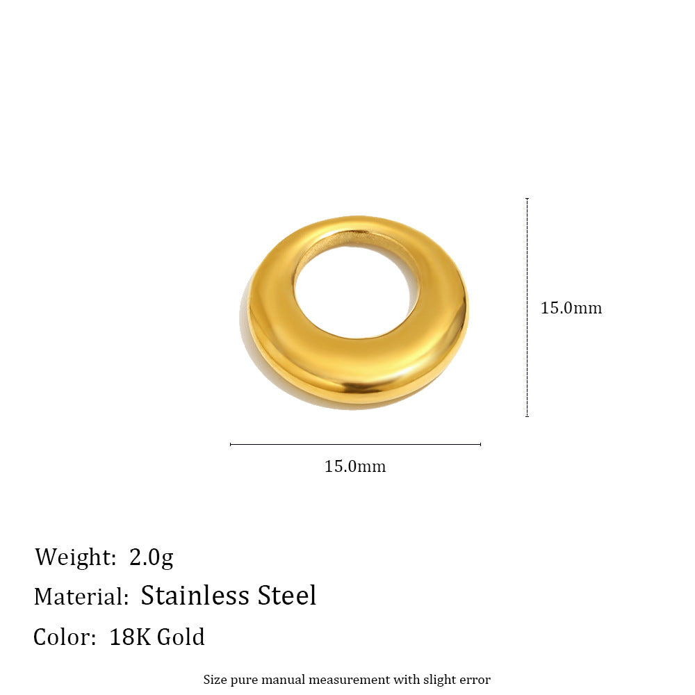Charm de barra minimalista redondo geométrico hueco trenzado de acero inoxidable con chapado en oro PVD de 18 quilates