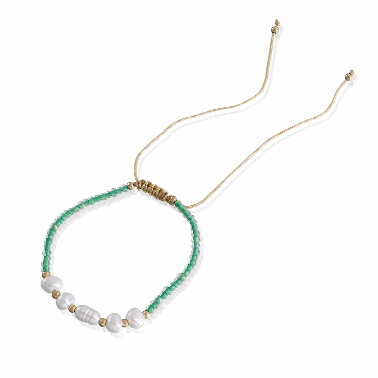 Adjustable Geometric Alloy Bracelet for Women with Imitation Pearls and Colorful Transparent Beads