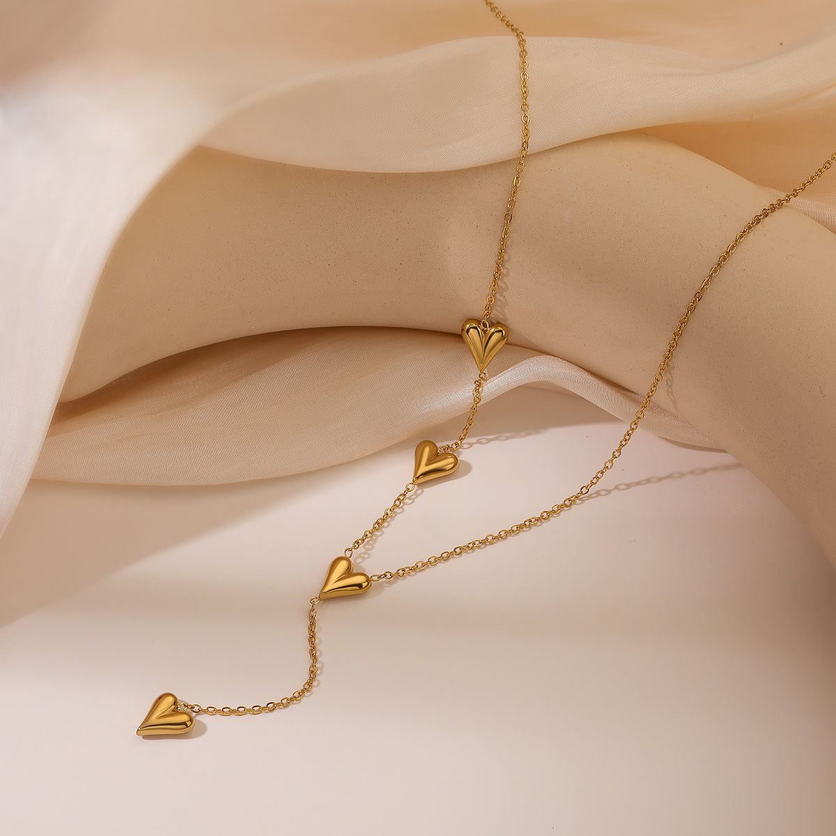Elegant Gold Plated Heart Pendant Necklace for Women Stainless Steel