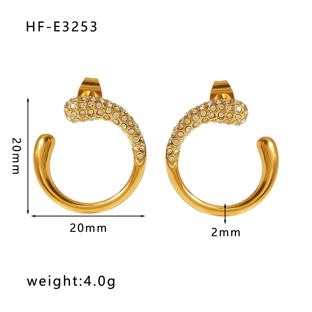 Orecchini Irregolari a Farfalla con Zirconi e Perle in Acciaio Inossidabile con Placcatura in Oro 18K da Donna