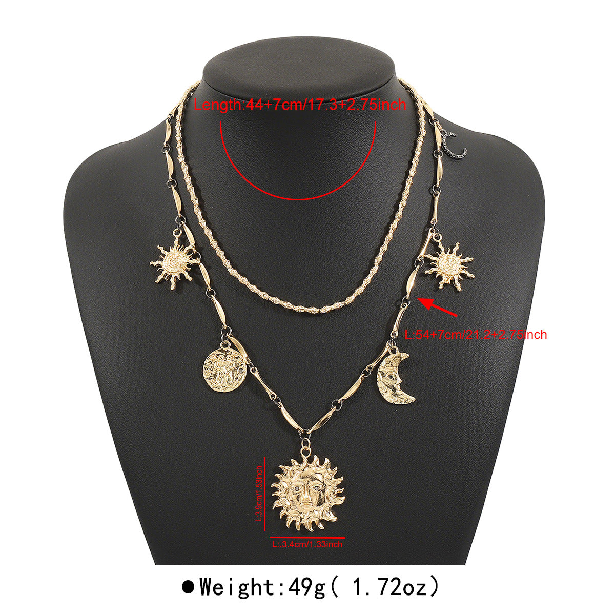 Orecchini Pendenti con Nappa a Volto di Sole e Luna Geometrico Vintage con Intarsio di Strass e Lega Elettroplaccata