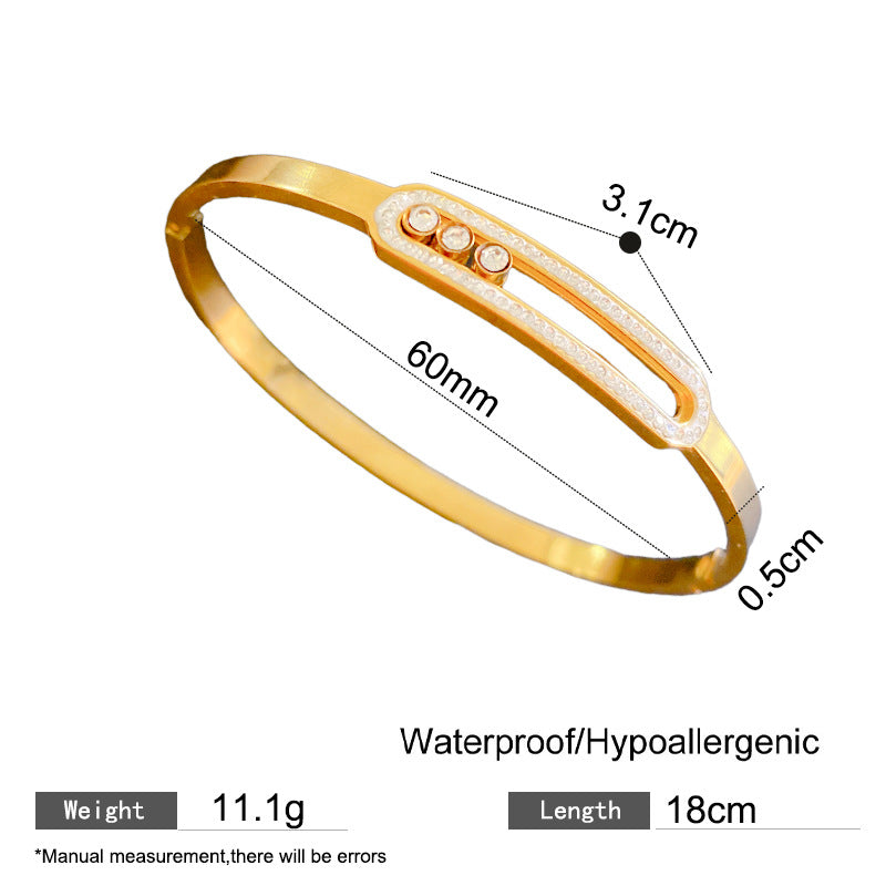 Vintage Elegant Geometric Micro-paved Cubic Zirconia Titanium Steel Bracelet for Women