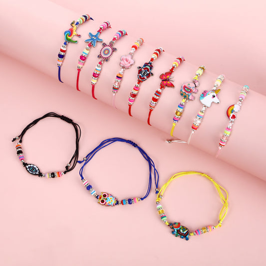Pulsera de Dijes de Unicornio de Caricatura para Niñas Hecha de Aleación con Acabado de Esmalte, Joyería Infantil Estilo Princesa para Edades de 3 a 10+