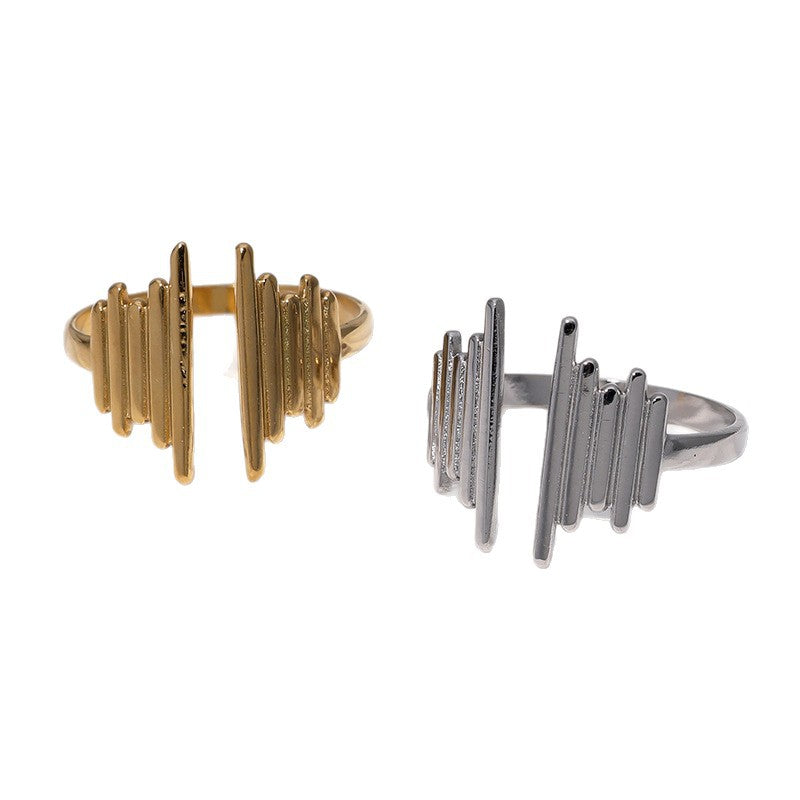 Anello da donna in acciaio inossidabile geometrico minimalista con placcatura in oro 18 carati e fascia aperta regolabile