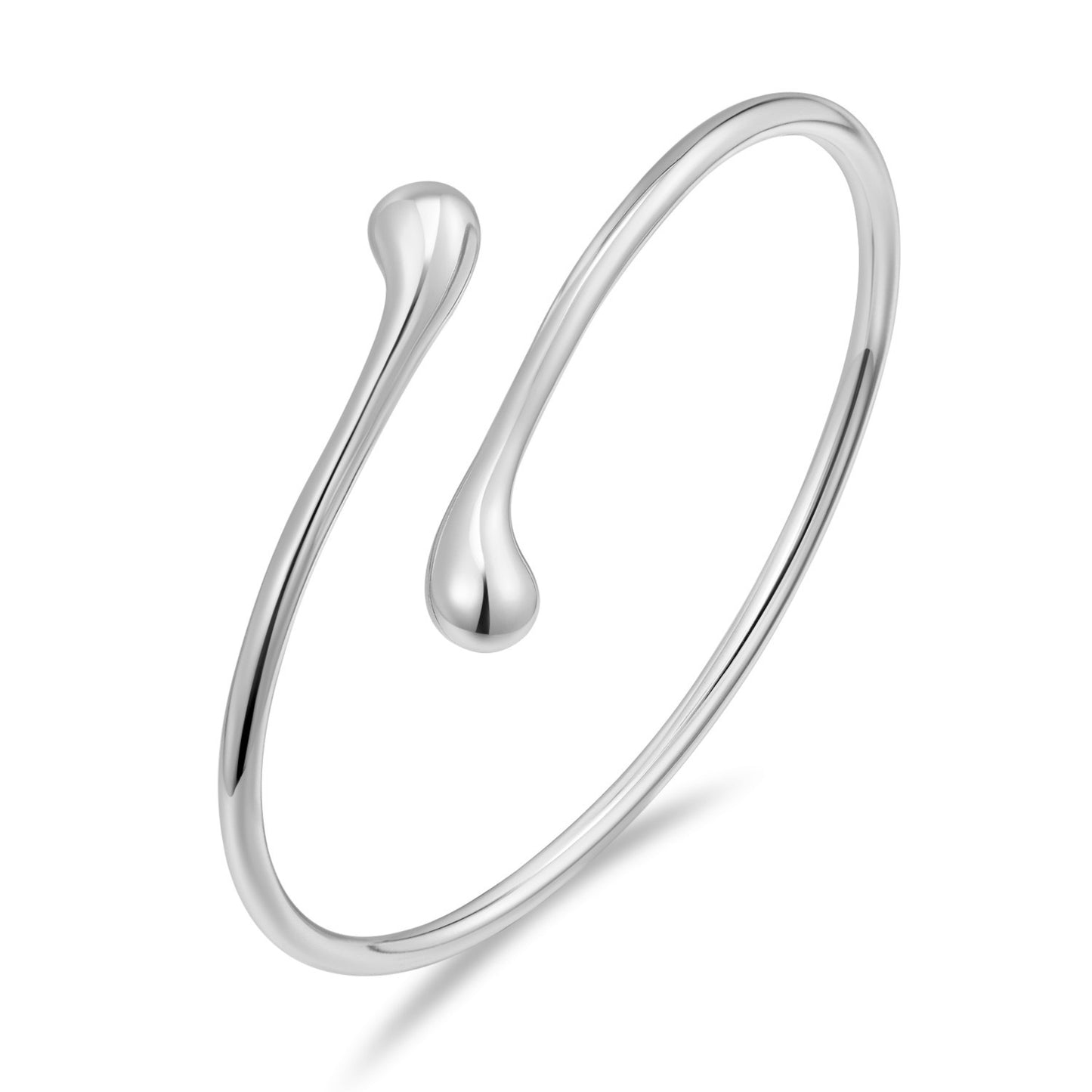 Bracciale minimalista a polsino regolabile in lega di zinco da donna con finitura lucida placcata, design geometrico circolare