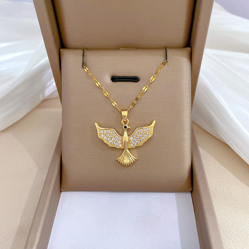 Collar de lujo unisex con cadena para labios de acero titanio con incrustaciones de diamantes de imitación geométricos