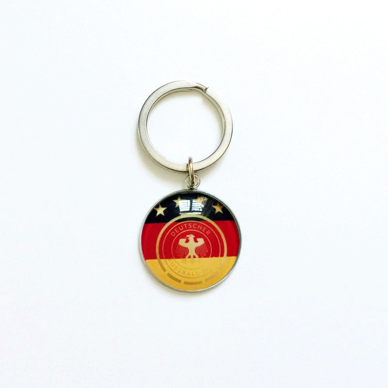Sporty Round Stainless Steel Keychain National Football Team Souvenir Gift