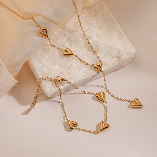 Elegant Gold Plated Heart Pendant Necklace for Women Stainless Steel