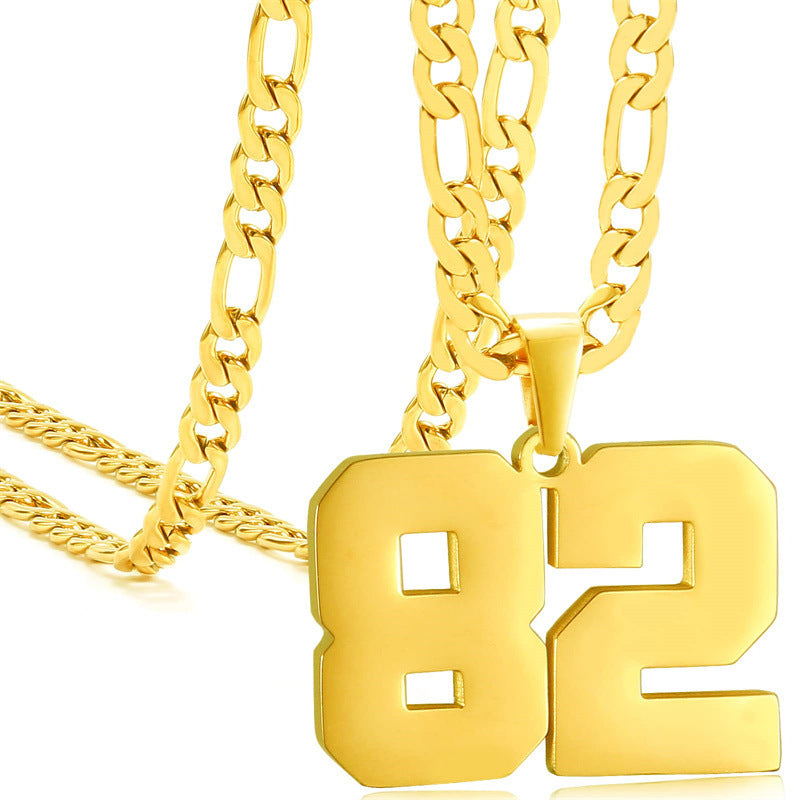 Minimalist Numeric Pendant Necklace for Men and Women Stainless Steel Chain with Polished Titanium Steel Charm