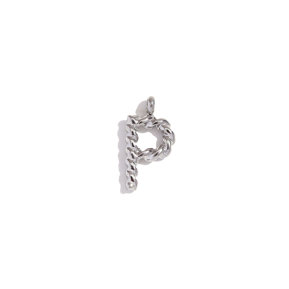Collana con Pendente a Lettera Intrecciata Placcata in Acciaio Inossidabile, Stile Minimalista, da Donna