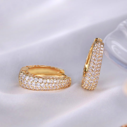 Minimalist Round Oval Cubic Zirconia Plated Brass Earrings for Women with 925 Sterling Silver Posts