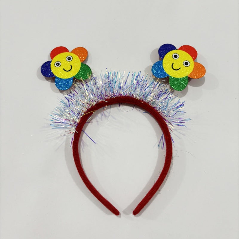Sweet Cartoon Heart Floral Fabric Headband for Girls Festival Costume Party Hair Accessory