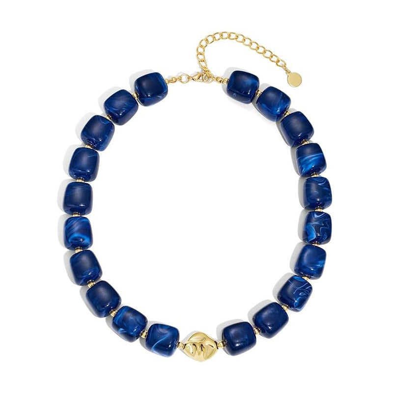 Casual Geometric Resin Polished Necklace for Women