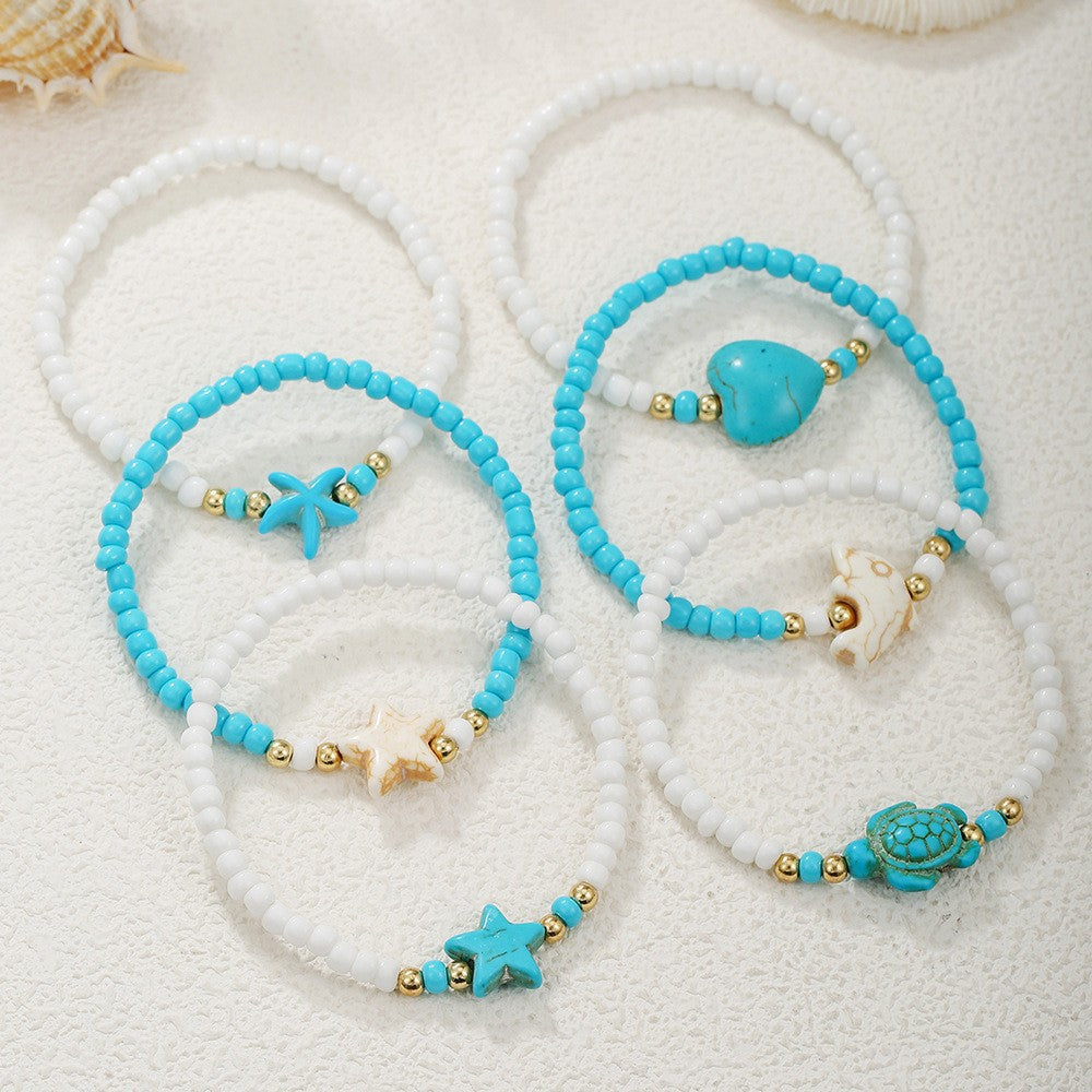 Bohemian Geometric Round Pearl Handmade Beading Bracelet Set for Women