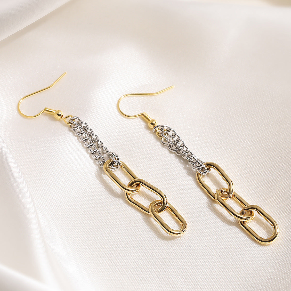 Minimalist 18K Gold Plated Geometric Stainless Steel Tassel Earrings for Women
