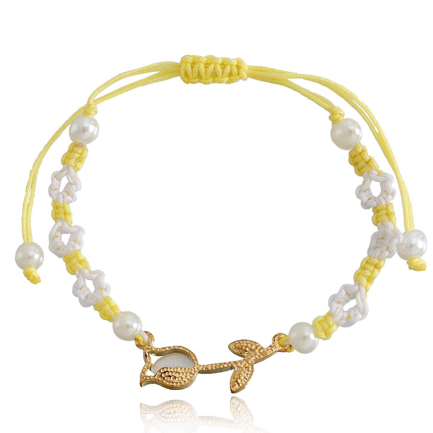 Minimalist Braided Flower Adjustable Colorful Cord Bracelet with Geometric Heart Design Alloy Plated Hand Jewelry