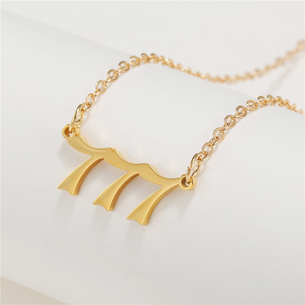 Number Stainless Steel Plated Alloy Pendant Box Chain Necklace