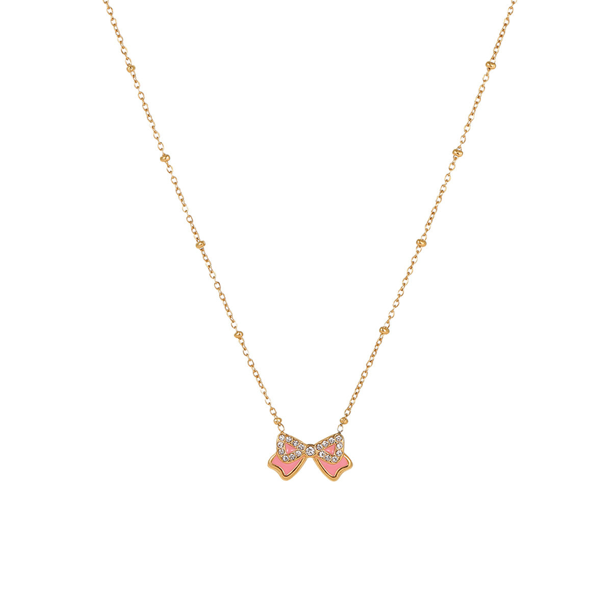 Conjunto de collar, pendientes y pulsera de acero inoxidable esmaltado con diseño floral minimalista de corazón geométrico para mujer