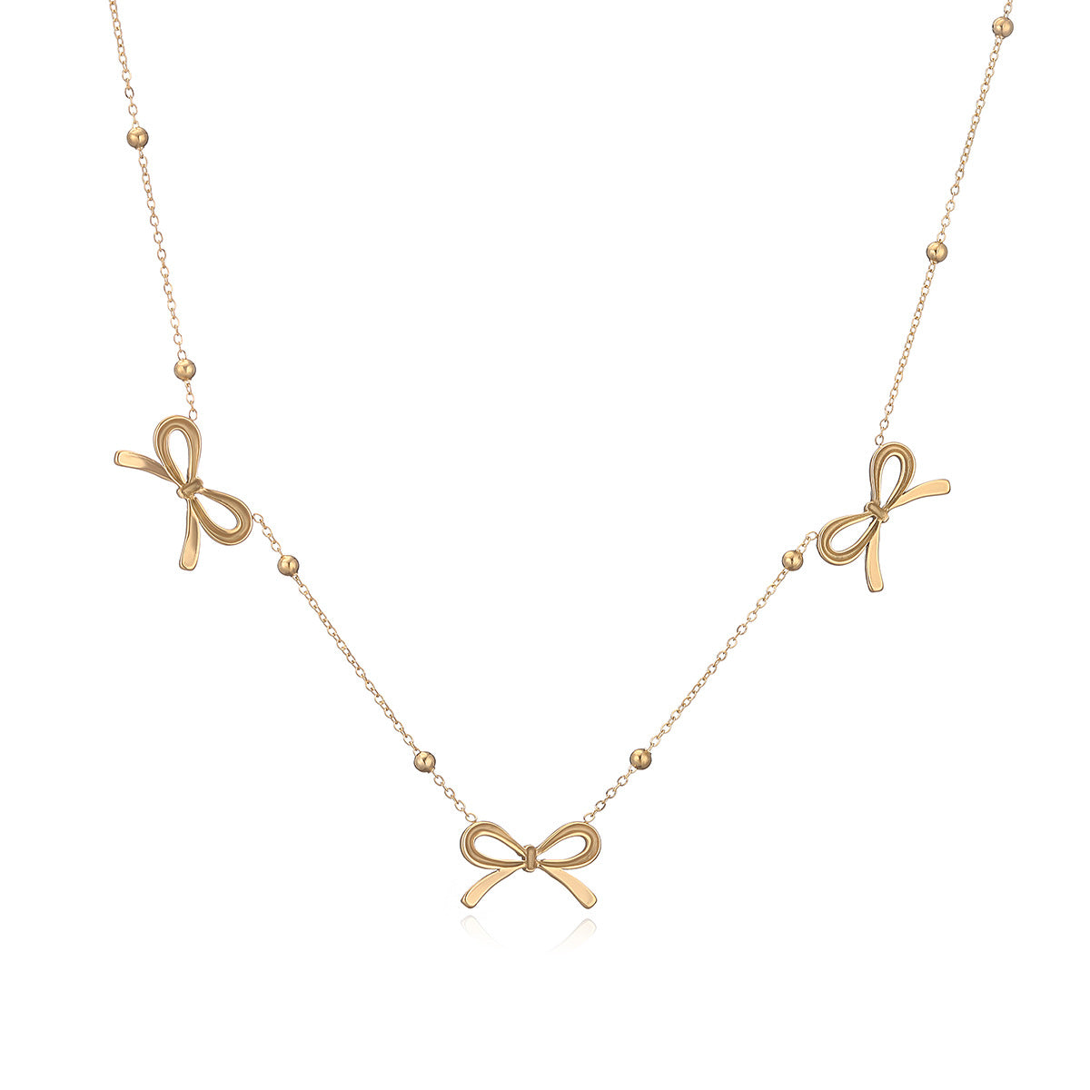 Collana girocollo minimalista da donna alla moda con ciondolo a fiocco dolce in acciaio al titanio con design geometrico