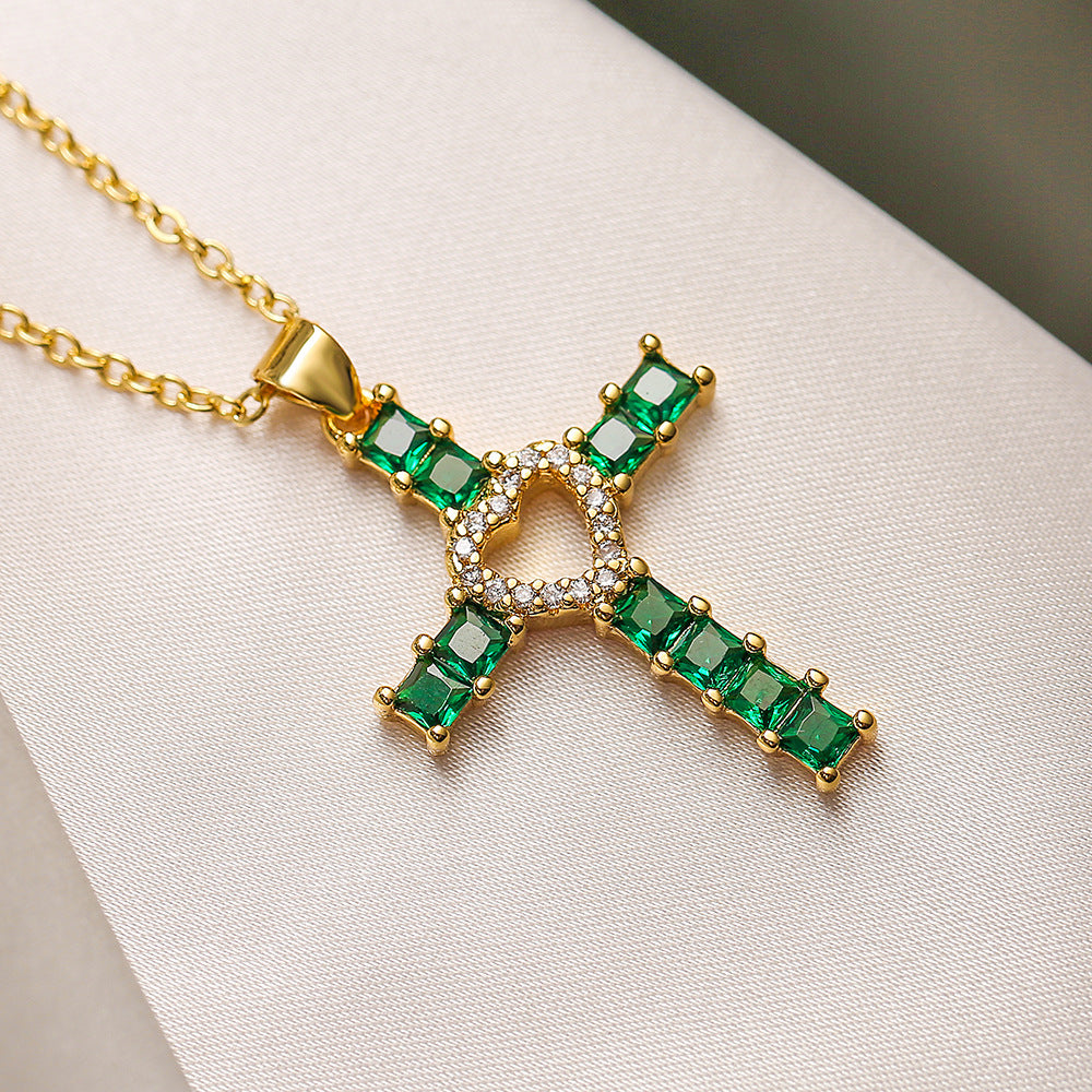 Minimalist Geometric Heart Pendant Necklace for Women with Cubic Zirconia Inlay and Copper Base