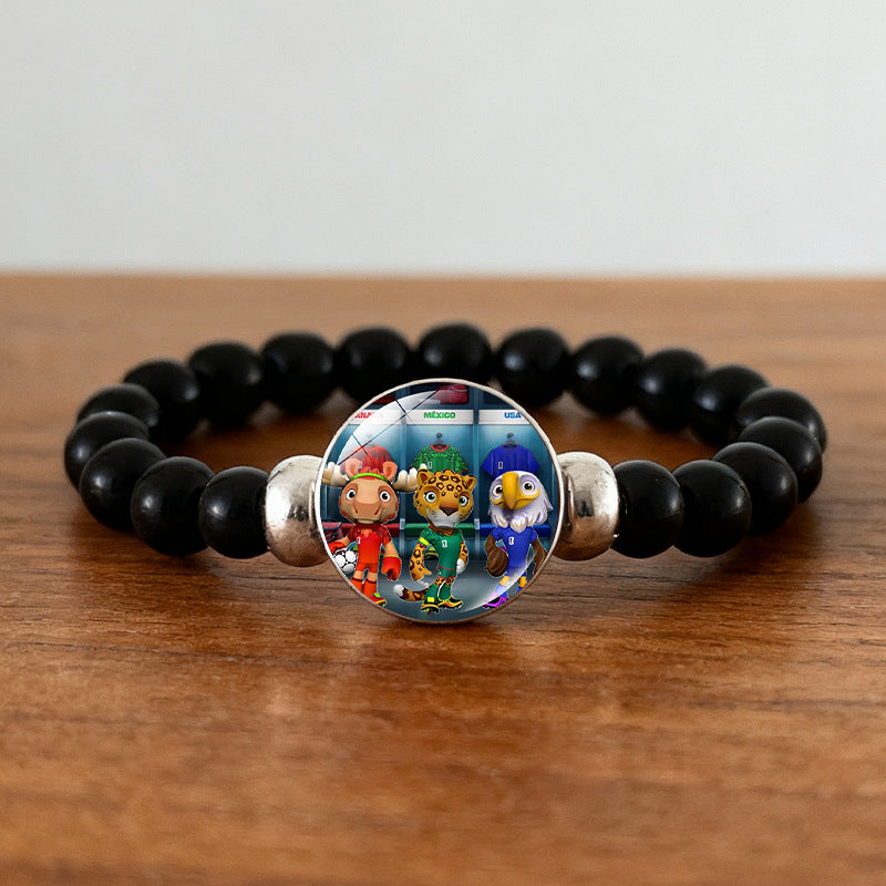 Geometric Crystal Beaded Bracelet Unisex Black Wristband