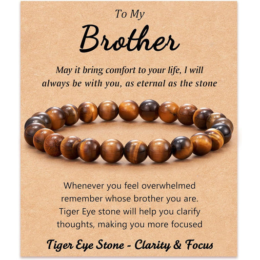 Men's Geometric Round Agate Beaded Bracelet