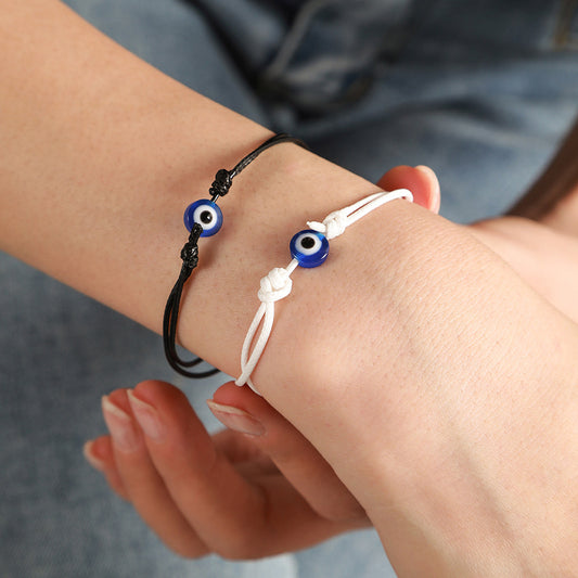 Vintage Bohemian Handmade Braided Cotton Evil Eye Bracelet Set Ethnic Unisex