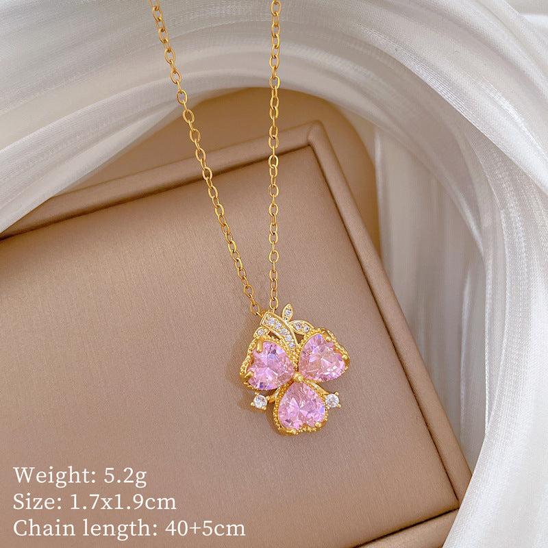 Geometric Style Titanium Steel Necklace with Copper Pendant Plated in Real Gold for Women and Men