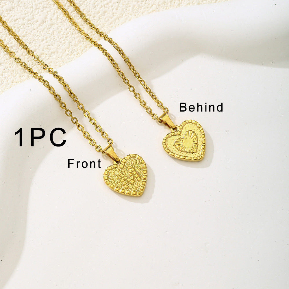 Elegante collana con ciondolo a forma di cuore in acciaio inossidabile con lettera, per donna, finitura placcata, stile catena O