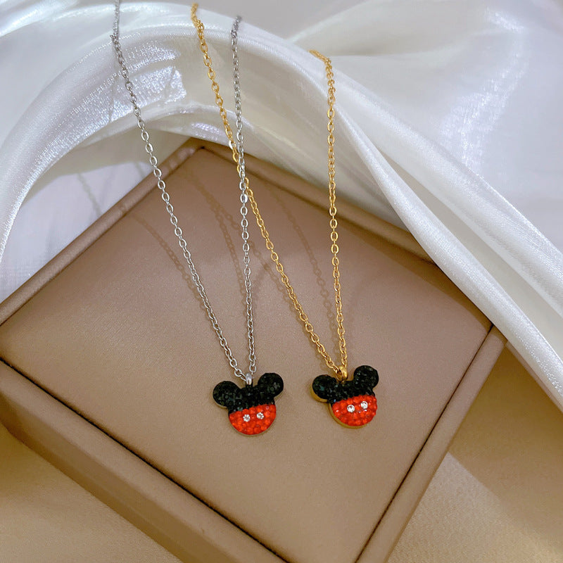 Minimalist Luxury Cartoon Geometric Titanium Steel Clavicle Chain Necklace for Women