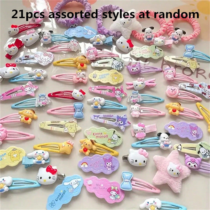 Cute Bowknot Hair Clip Set for Girls with Ruffled and Mesh Details Polyester Hair Accessories for Bangs and Side Hair Styling