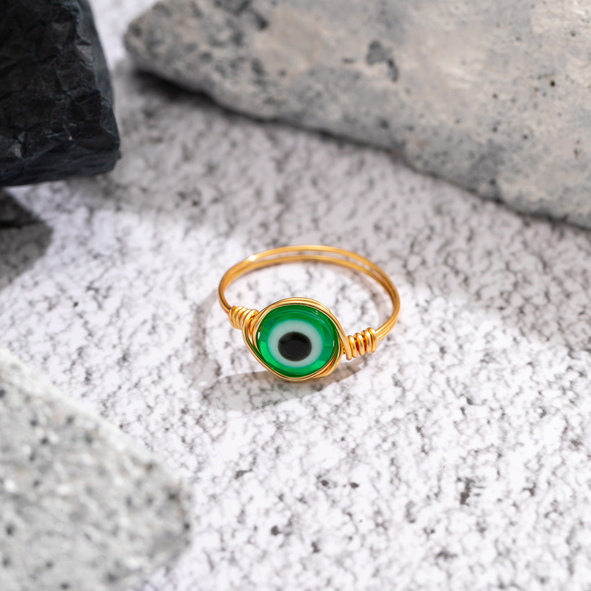 Vintage Punk Plated Acrylic Opal Eye Ring for Women