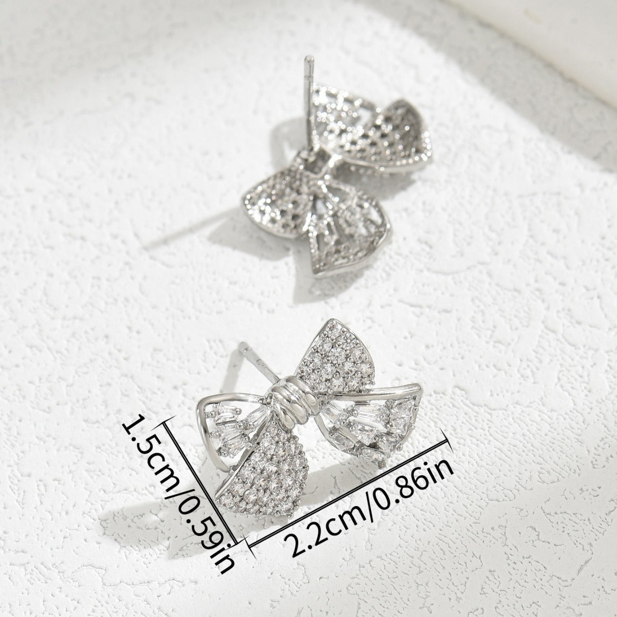 Pendientes barrocos en forma de lazo con circonitas, de cobre con postes de acero inoxidable para mujer