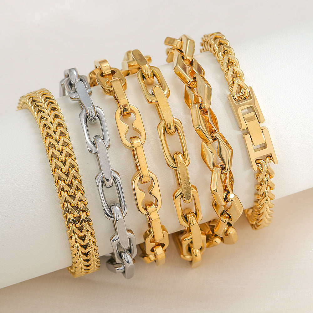 Bracciale Minimalista Cuban Link in Acciaio al Titanio Placcato Oro 18K per Donna e Uomo