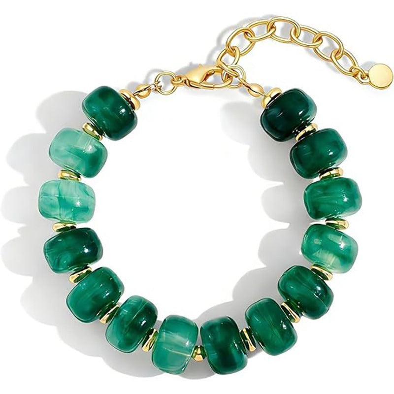 Casual Geometric Crystal Resin Acrylic Beaded Necklace Set for Women