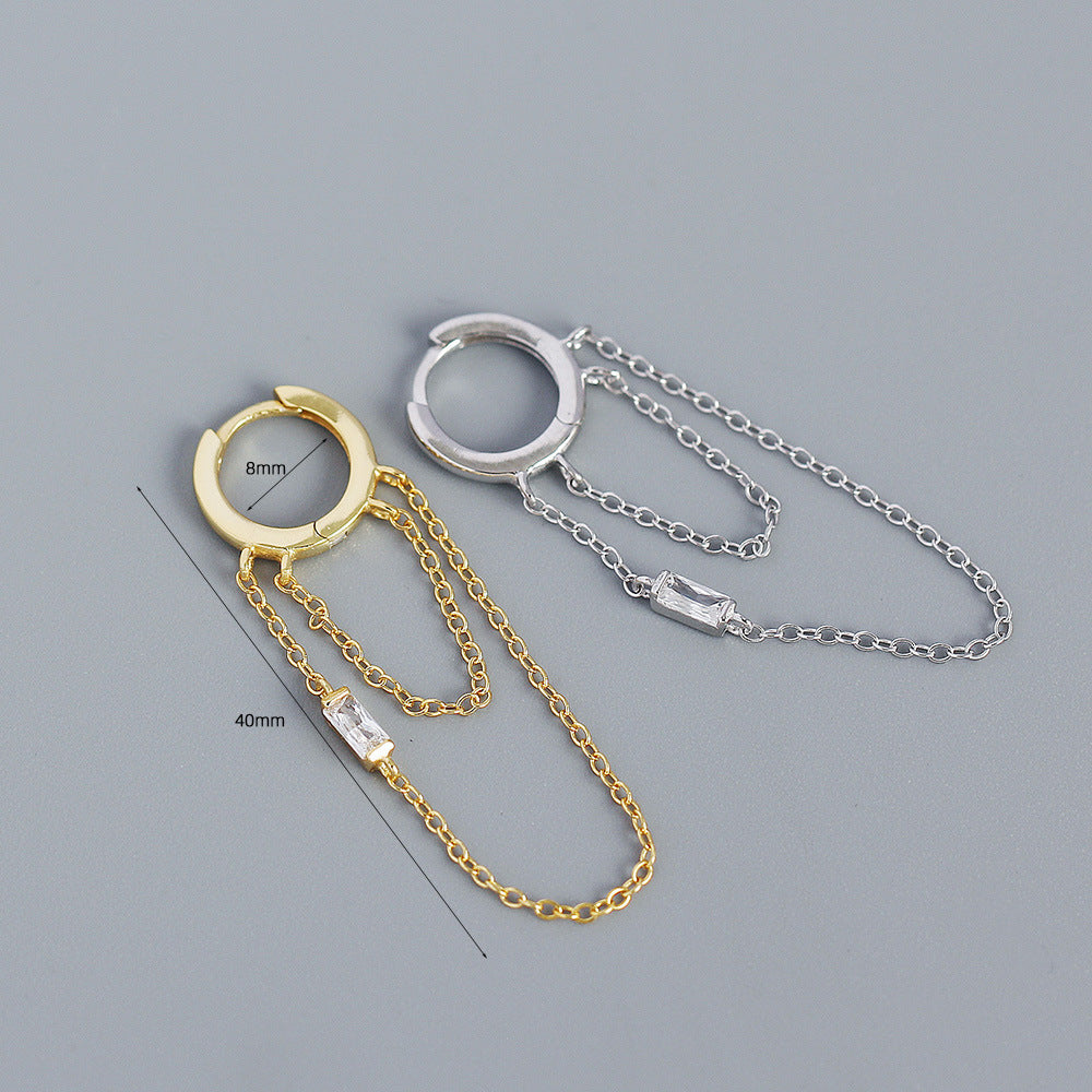 Eleganti Orecchini a Nappa Rotondi con Intarsio di Strass in Argento Sterling 925 Geometrici