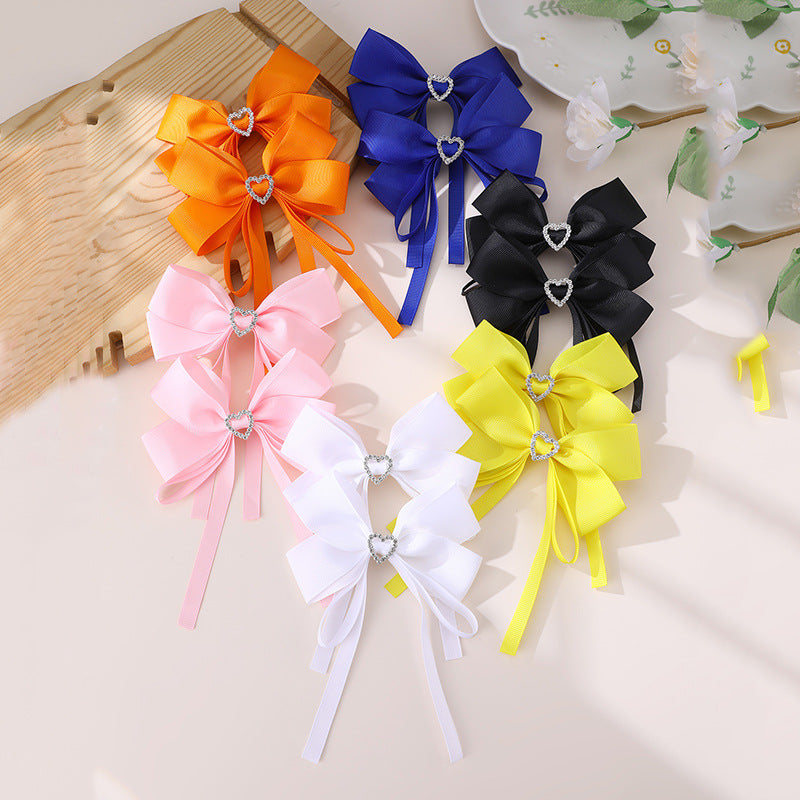 Pasador para el pelo de niña inspirado en el ballet con material de tela en forma de lazo para trenzar, estilo de cola de caballo doble, horquilla de pato para niños de estilo natural