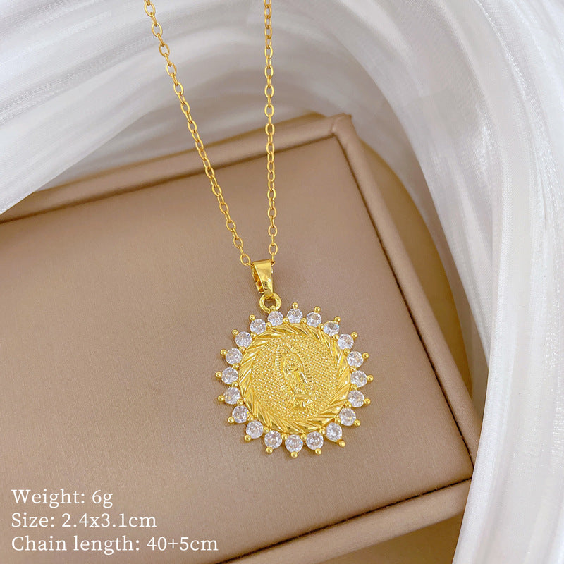 Sweet Minimalist Animal Shape Micro-Inlaid Cubic Zirconia Brass Pendant Titanium Steel Necklace for Unisex